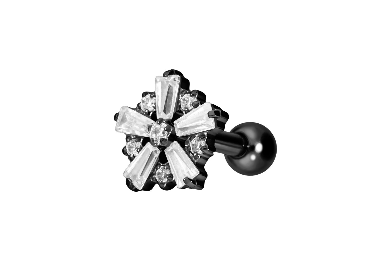 Titan Ohrpiercing mit Innengewinde SCHNEEFLOCKE